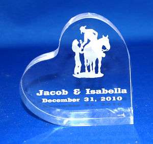 Personalized Western Theme Heart Wedding Cake Topper  