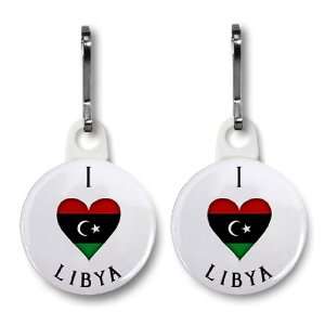  I HEART LIBYA 2 Pack World Flag Pair of 1 inch White 