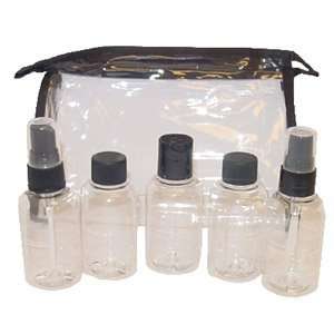  Clear Travel Bag With 5   2oz Clear Bottles Beauty