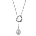 DaVonna Sterling Silver Freshwater Pearl Lariat Necklace   
