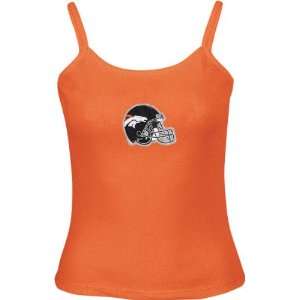 Denver Broncos Womens Orange Shiny Helmet Spaghetti Strap Tank 