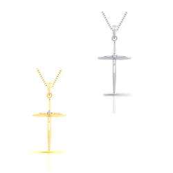 10k Gold Diamond Cross Necklace (I J, I2 I3)  