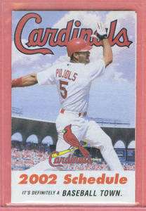 ALBERT PUJOLS ~ 2002 St. Louis Cardinals Rookie Pocket Schedule  