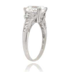 Icz Stones Rhodium plated Sterling Silver Cubic Zirconia Ring (5.5ct 