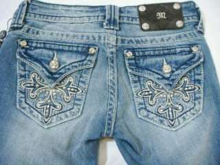 NWT MISS ME Crystals Super Fleur Stitch Bootcut Jeans  