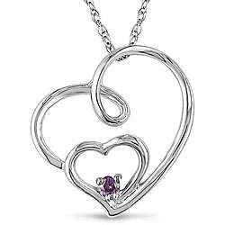 10k White Gold Pink Diamond Accent Heart Necklace  