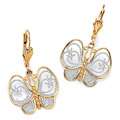   Collection 18k Two tone Goldplated Filigree Butterfly Drop Earrings