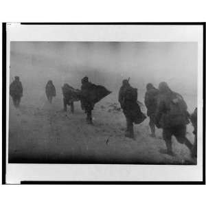   ,Soldiers marching in blowing snow,Georgii Zelma