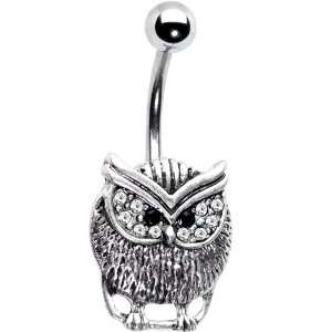  Crystalline Jeweled Eye Owl Belly Ring Jewelry