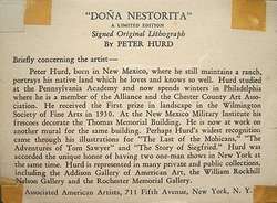 PETER HURD Signed 1942 Lithograph   Doña Nestorita  