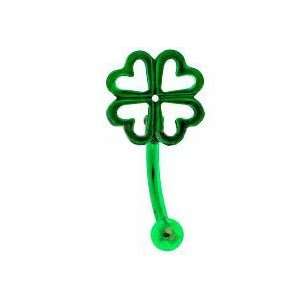  16G (1.2MM) 5/16 Green Anodized Clover Eyebrow Ring 