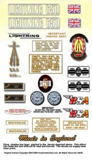 BSA A65 Lightning Decals  All Models 1964 71  FULL SETS  