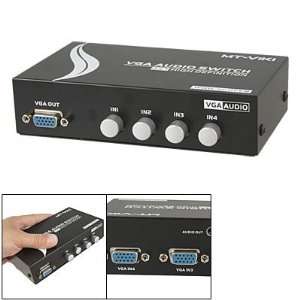   PC Monitoring 4 In 1 Out VGA Ports Audio Switch Box Blk Electronics