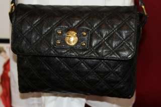 MARC JACOBS THE SINGLE LARGE QUILTED BLACK LEATHER BAG  