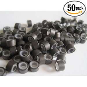  50 PCS 5mm Dark Brown Silicone Lined Micro Links Rings 
