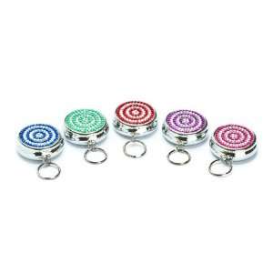  5 Crystal Ring Pill Box Keychains