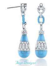 14K Gold Diamond and Turquoise Earrings 1.00 Ct Jewelry  