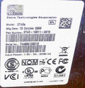 New ZEBRA 2746e Label Printer input 115V  