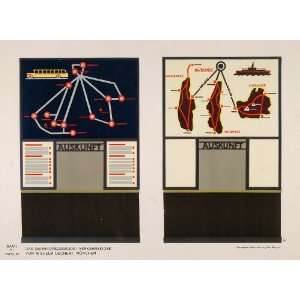  1931 Art Deco Train Station Information Board Map Class 