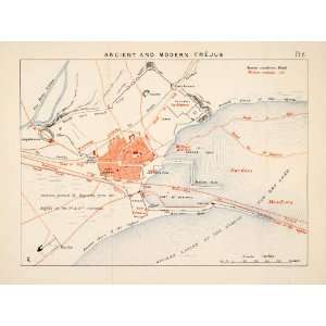  1895 Lithograph Map Fréjus France River Reyran Port 