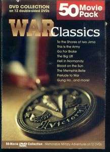 WAR CLASSICS 50 MOVIE PACK ON 12 DOUBLE SIDED DVDS 826831070124 