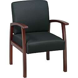 Office Star Black Fabric with Cherry Wood Guest Chair  