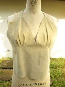 NWOT FLAVA SUEDE LEATHER TAN HALTER TOP SMALL/MEDIUM  