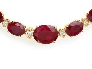   14K YELLOW GOLD 31.70CT RUBY 1.50CT DIAMOND NECKLACE+  