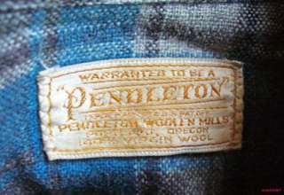 Pendleton Vintage 50s Shadow Plaid Jacket 49er Wool Shirt Teal 