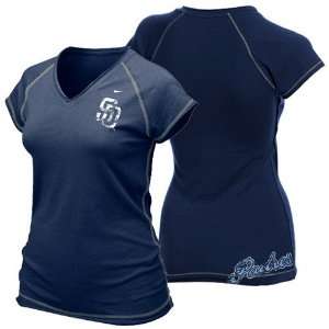   Diego Padres Ladies Navy Blue Bases Loaded T shirt