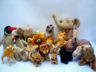 Lot of 19 STEIFF ANIMALS, 10 22 cm 5x with IDs  