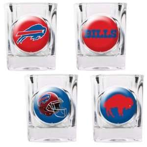  Buffalo Bills   4 Piece Square Shot Glass Set w/Individual 