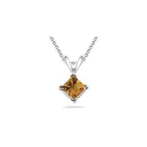  1.42 Cts Citrine Solitaire Pendant in 14K White Gold 