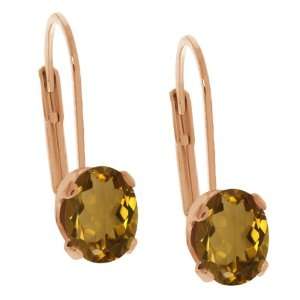  1.40 Ct Oval Shape Whiskey Quartz Rose Gold Plated Brass 