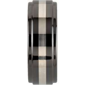  09.00 Ceramic Band With Sterling Silver Inlay Jewelry