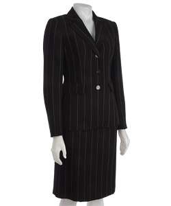 John Meyer Womens Black Pinstripe Skirt Suit  