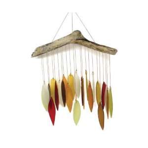   Autumn Leaves & Driftwood Glass Chime (Wind Chimes) 