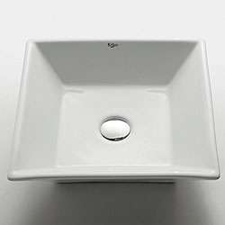 Kraus Square White Ceramic Lavatory Vessel Sink  