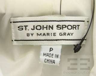St. John Sport White And Black Trim Leather Button Up Jacket Size P 