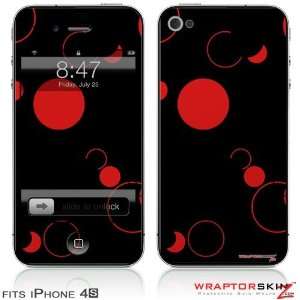  iPhone 4S Skin Lots of Dots Red on Black by WraptorSkinz 