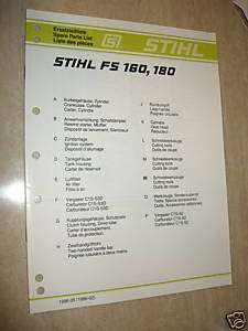 FS 160, 180 Stihl Trimmer Parts Manual *New*  