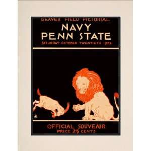 1923 Penn State Nittany Lions vs Navy Midshipmen 10 1/2 x 14 Matted 