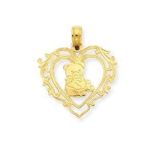  14k Gold Teddy Bear in Heart Pendant 0.97 gr. Jewelry