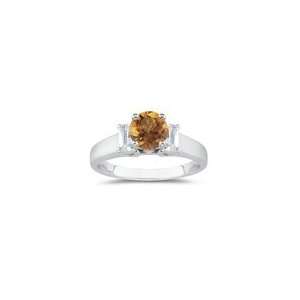  0.70 Ct Diamond & 0.85 Cts Citrine Ring in 18K White Gold 