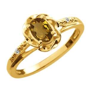  0.57 Ct Oval Whiskey Quartz Sapphire Gold Plated Sterling 