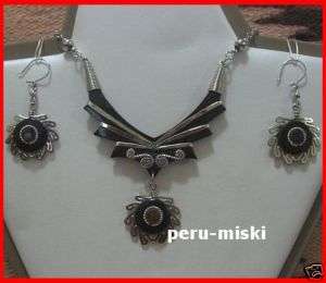 10 BULL HORN NECKLACES EARRINGS Peruvian Jewelry 5 SETS  