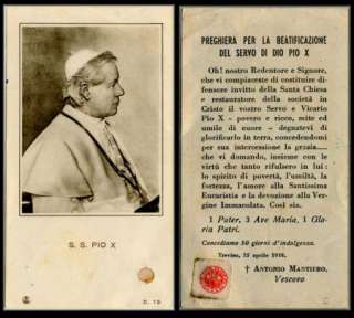 St Saint Pope Pius X Relic Reliquary Holy Card Vtg RC97  