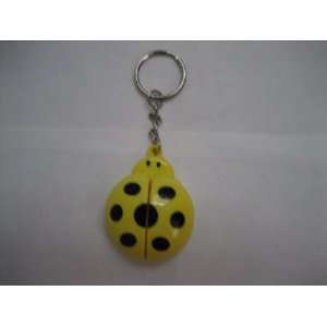  Ladybug Key Charm with Mirror in Yellow/black Dots 