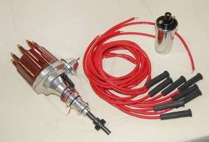 Ford Flamethrower Distributor   Red Plug Wire Coil Kit  
