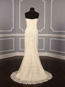 Oscar de la Renta 12EX99 Ivory Guipure Lace Strapless Couture Bridal 